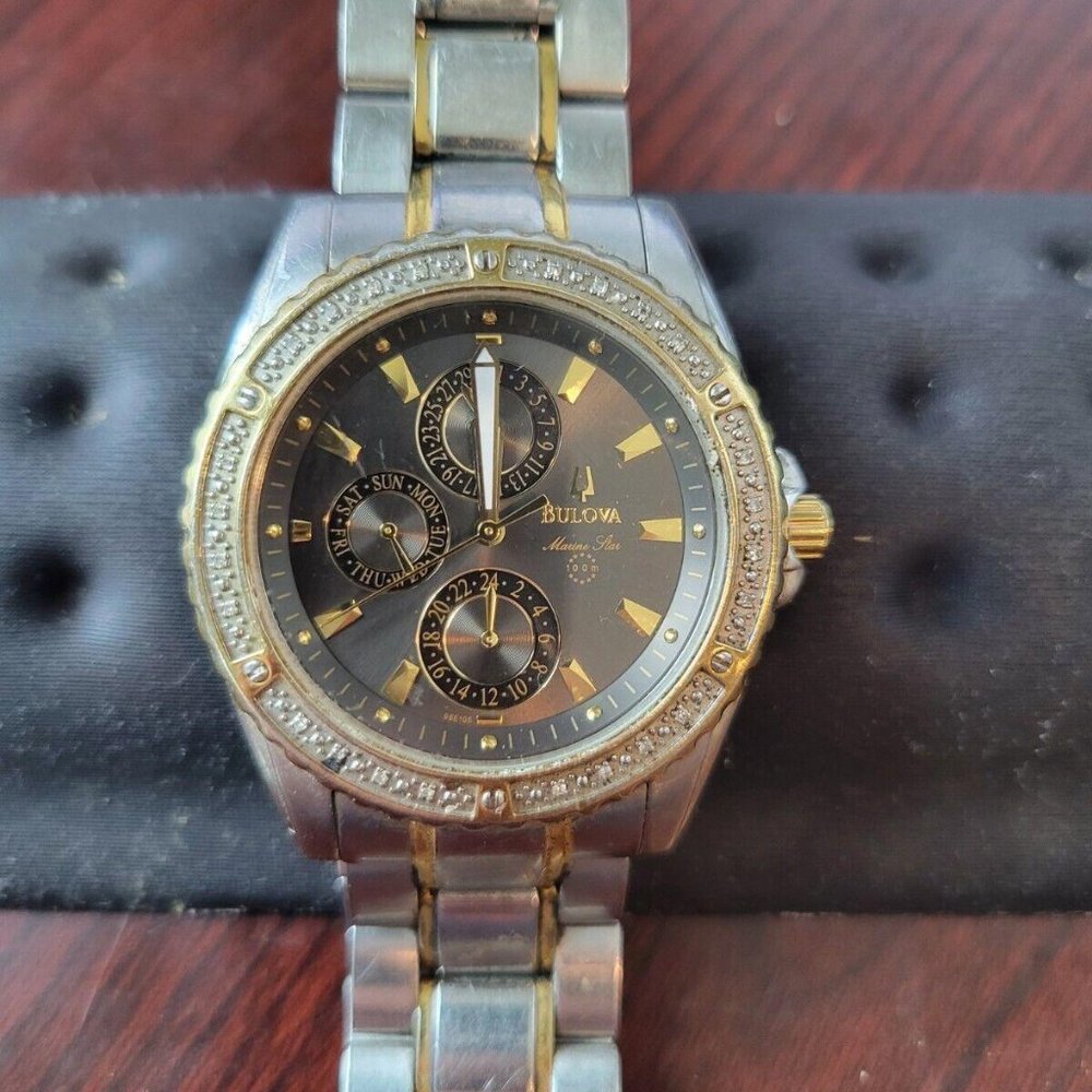 BULOVA Marine Star Real Diamond Two-tone Chronograph Men's Watch 98E105